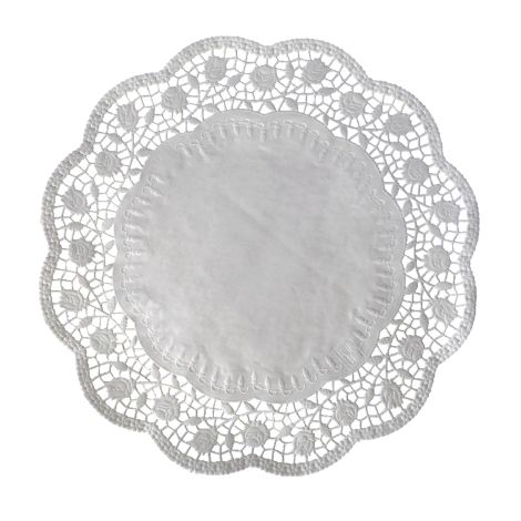 Dekorační krajka (PAP) kulatá bílá Ø40cm [100 ks]