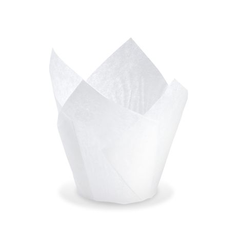 Tulipánový cukrárenský košíček (PAP) bílý Ø50 x 85 mm / 16 x 16 cm [100 ks]
