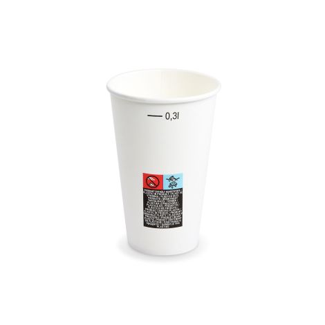 Papírový pohár (FSC Mix/PE) s cejchou bílý Ø80mm 0,3L [50 ks]
