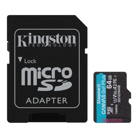 Kingston Canvas Go Plus A2/micro SDXC/64GB/170MBps/UHS-I U3 / Class 10/+ Adaptér SDCG3/64GB