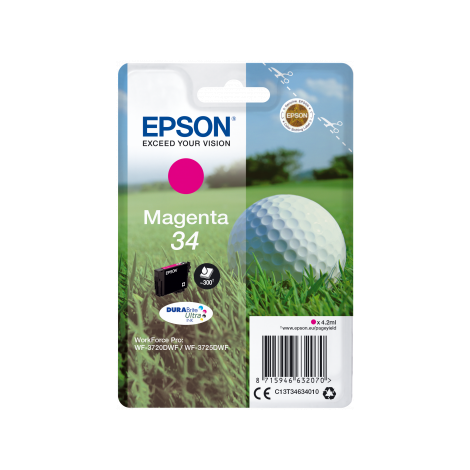Cartridge Epson 34, T3463, C13T34634010, purpurová (magenta), originál