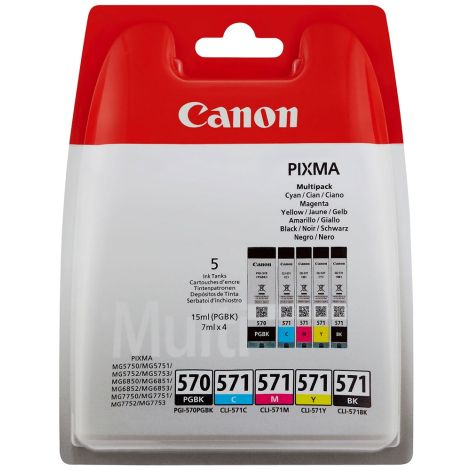 Cartridge Canon CLI-571 CMYK, PGI-570, pětibalení, multipack, originál