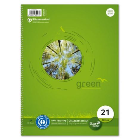 Blok College Format Werk Ursus Green A4 80 listů linkovaný 70g recyklovaný