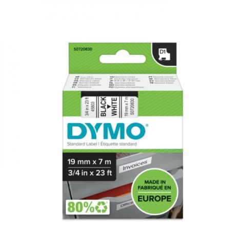 Samolepící páska Dymo D1 19 mm bílá/černá
