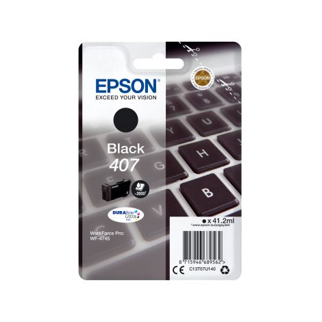 Cartridge Epson 407, T07U1, C13T07U140, černá (black), originál