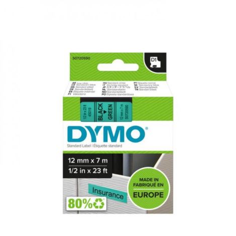 Samolepící páska Dymo D1 12 mm zelená/černá