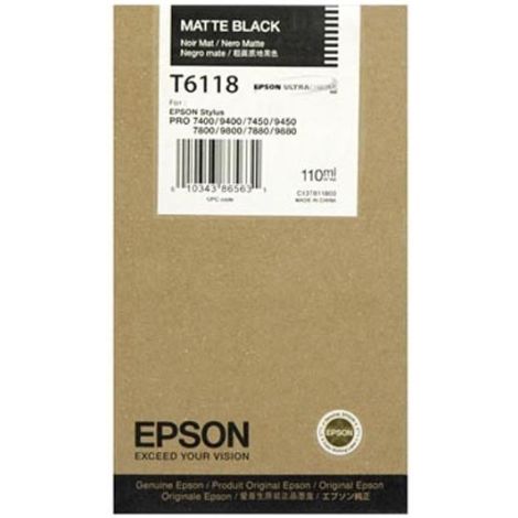 Cartridge Epson T6118, matná černá (matte black), originál