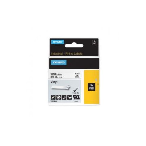 Flexibilní vinylová páska Dymo Rhino 9mm bílá/černá