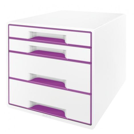 Zásuvkový box Leitz WOW se 4 zásuvkami purpurový