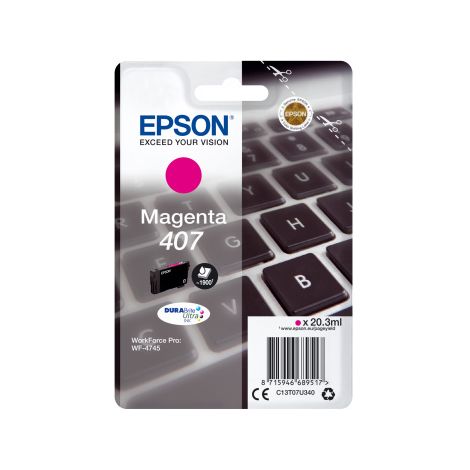 Cartridge Epson 407, T07U3, C13T07U340, purpurová (magenta), originál