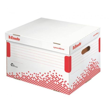 Archivní krabice Esselte Speedbox se sklápěcím víkem bílá/červená 392×301×334 mm