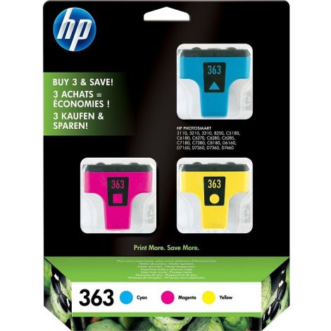 Cartridge HP 363 (CB333EE) CMY, trojbalení, multipack, originál