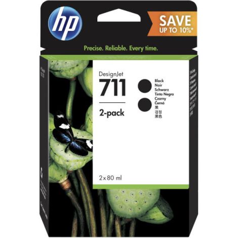 Cartridge HP 711 (P2V31A), dvojbalení, černá (black), originál