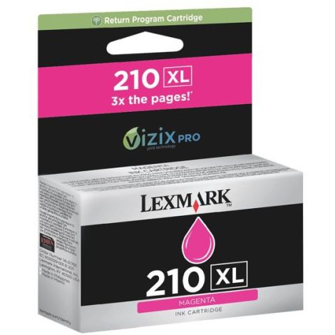 Cartridge Lexmark 14L0176E no. 210 XL, purpurová (magenta), originál
