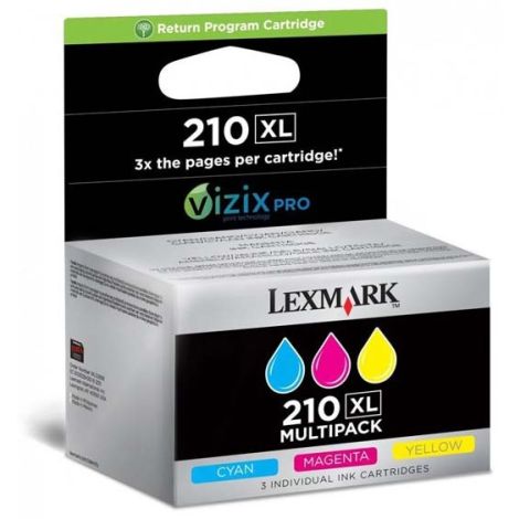 Cartridge Lexmark 14L0269E no. 210 XL, CMY, trojbalení, multipack, originál