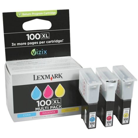 Cartridge Lexmark 14N0850E no. 100 XL, CMY, trojbalení, multipack, originál