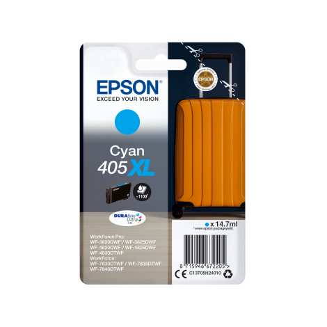 Cartridge Epson 405XL, T05H2, C13T05H24010, azurová (cyan), originál