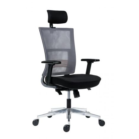 Kancelářská židle Next s černým sedákem, opěradlo šedá síťovina