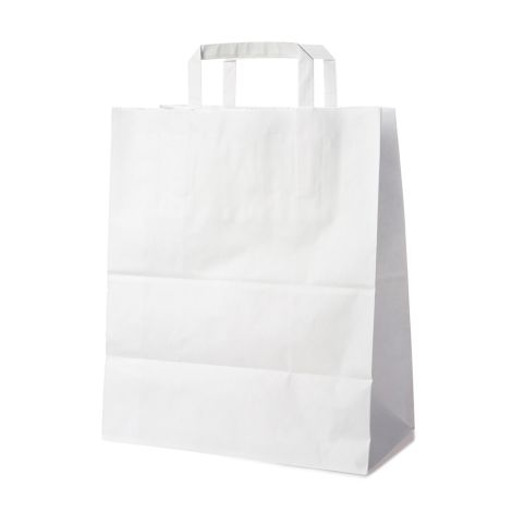 Papírové tašky 32+16x39 cm bílé /50 ks/