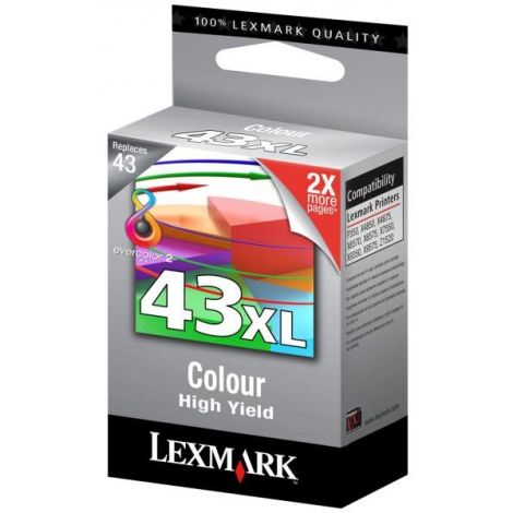 Cartridge Lexmark 18YX143E no. 43 XL, barevná (tricolor), originál